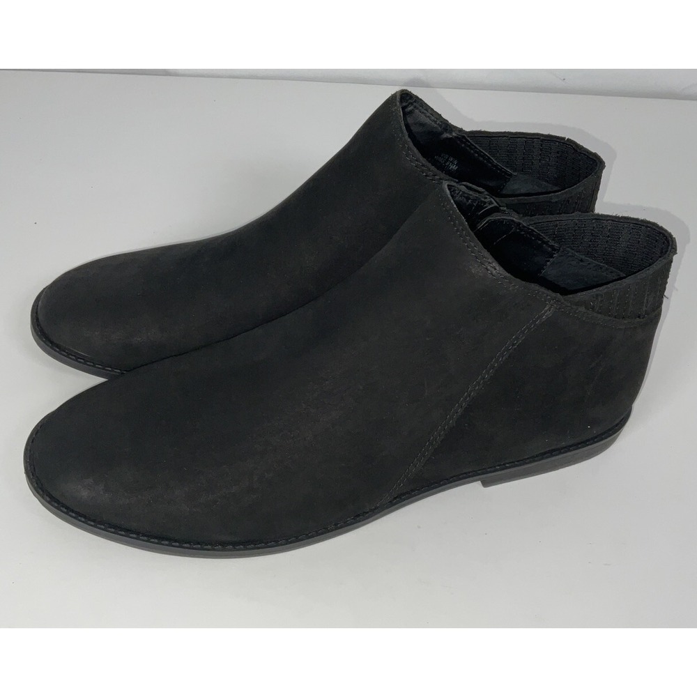 Women's Kenneth Cole Reaction Vin Win Leather Ankle Boot Side Zip Black Size 8.5